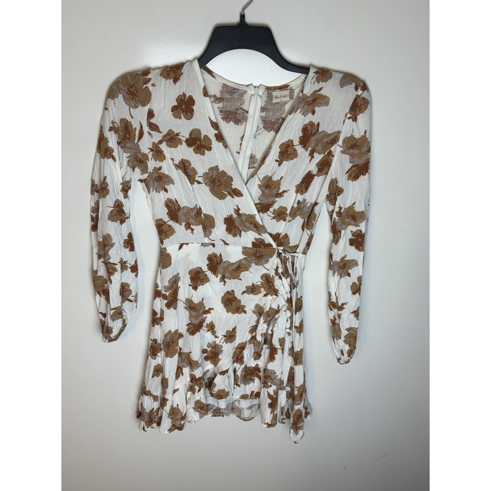 Altar'd State Women's Small Floral Fiona Dress Brown White